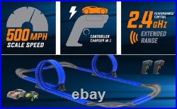 Tracer Racers Glow Dark Super Loop Speedway Track Set 2 Cars Dual Racing Blue