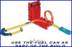 Track Builder Unlimited Toy Car Set with Transformable Fuel Can Stunt Box