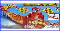 Track Set Race Track With 6 Toy Cars Super 6 Lane Raceway 8Ft Track Scale Cars