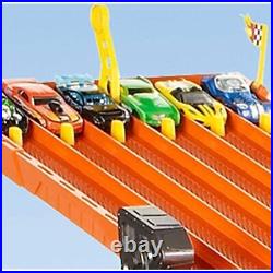 Track Set Race Track with 6 Toy Cars and 6-Lane Raceway with Lights and Sounds