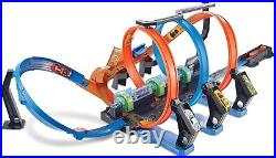 Track Set and Toy Car, Large-Scale Motorized Track with 3 Corkscrew Loops, 3