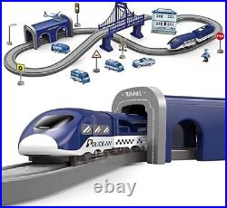 Train and Car Track Set for Kids 66 Pieces Battery Operated Train Toys