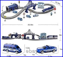 Train and Car Track Set for Kids 66 Pieces Battery Operated Train Toys