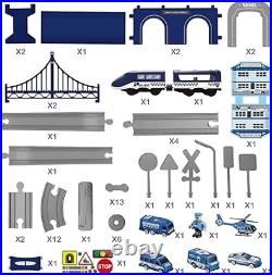 Train and Car Track Set for Kids 66 Pieces Battery Operated Train Toys