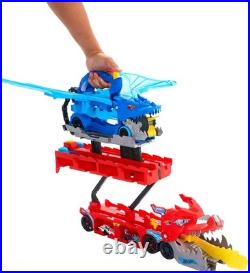Transformable City Toy Car Track Set with Fire-Breathing Dual Dragons & Vehicles Transformable City Toy Car Track Set with Fire-Breathing Dual Dragons & Vehicles