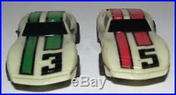 Tyco 15 Track Pieces Cliff Hanger Nite Glow 1984 Set #6220 with Corvette Slot Cars