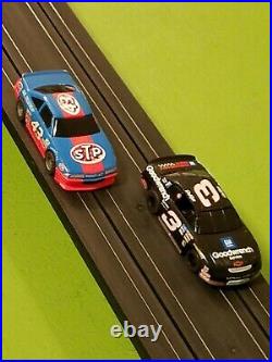 Tyco HO NASCAR Banked Double Oval Slot Car Race Track Set/Lot With #3 & #43