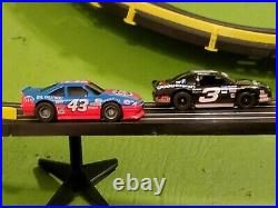Tyco HO NASCAR Banked Double Oval Slot Car Race Track Set/Lot With #3 & #43