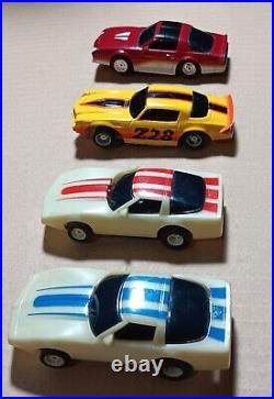 Tyco Slot Car Lot Set, 4 Cars 36 Pieces Of Track