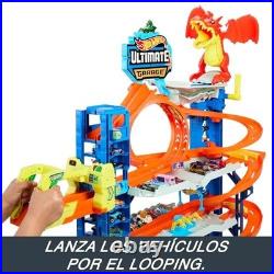 Ultimate Garage Track Set with 2 Die-Cast Cars, Car-Eating Dragon, 50+ Vehicle S