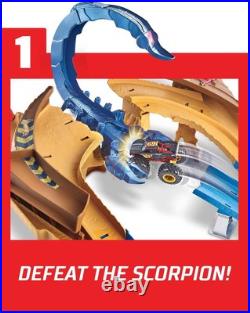 Ultimate Monster Trucks Scorpion Sting Track Set with Toy Truck & 164 Scale Car