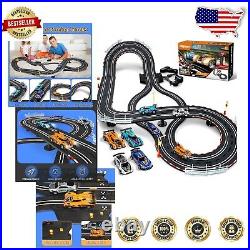 Ultimate Slot Car Race Track Set with 4 Headlight Cars Perfect for Gift Giving