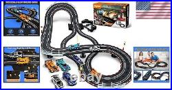 Ultimate Slot Car Race Track Set with 4 Headlight Cars Perfect for Gift Giving