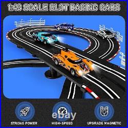 Ultimate Slot Car Race Track Set with 4 Headlight Cars Perfect for Gift Giving