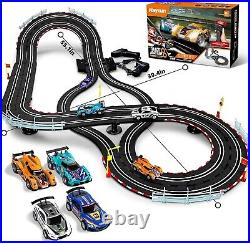 Ultimate Slot Car Race Track Set with 4 Headlight Cars Perfect for Gift Giving