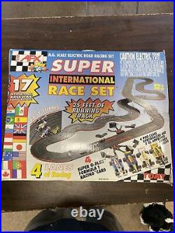 VINTAGE AFX Super International Road Race Set H. O Scale Slot Car Track TOMY 1998
