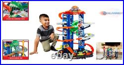 Vertical Toy Car Track Set with T-Rex & Kid-Powered Elevator 2 Cars Included Vertical Toy Car Track Set with T-Rex & Kid-Powered Elevator 2 Cars Included