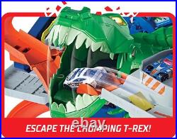 Vertical Toy Car Track Set with T-Rex & Kid-Powered Elevator 2 Cars Included Vertical Toy Car Track Set with T-Rex & Kid-Powered Elevator 2 Cars Included