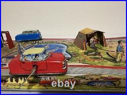 Vintage 1963 Technofix Tin Litho #304 Wind-Up Cable Car Track Toy Complete Set