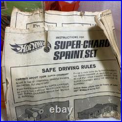 Vintage 1968 Mattel Hot Wheels Super-Charger Sprint Set Track with Box & Extras
