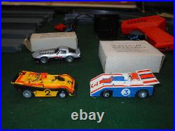 Vintage 1978 Ideal TCR Slotless Slot Cars Race Track Box Set Lot 3 cars