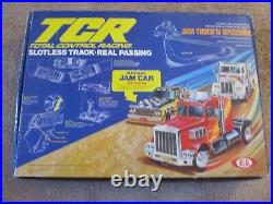 Vintage 1978 Tyco Ideal TCR Slotless Slot Car Race Track Set Trucks Jam Car Inc