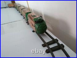 Vintage Antique 1930s Hafner 7 Car Wind-up Copper Train Set with Track Pre-War