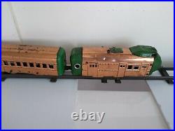 Vintage Antique 1930s Hafner 7 Car Wind-up Copper Train Set with Track Pre-War