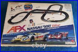 Vintage Aurora AFX Nassau 500 HO Slot Car Race Set with Box Cars Track Manual