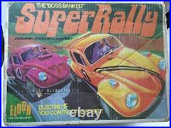 Vintage ELDON Boss Banked Super Rally 1/32 Slot Car Track Set Made in USA Used