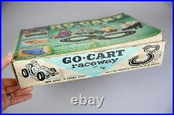 Vintage Eldon Go Kart Slot Car Track Set 1960's White Red Racing toy Driver box