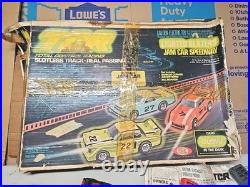 Vintage Ideal TCR Slotless Track Lighted Blazers Jam Car Speedway Set With Cars