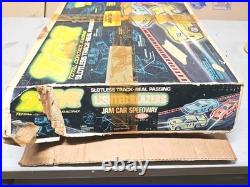 Vintage Ideal TCR Slotless Track Lighted Blazers Jam Car Speedway Set With Cars