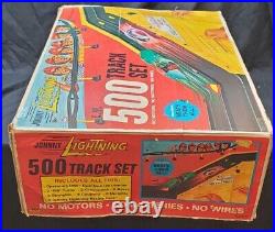 Vintage Johnny Lightning 500 track set withoriginal Box & 2 cars turbine special