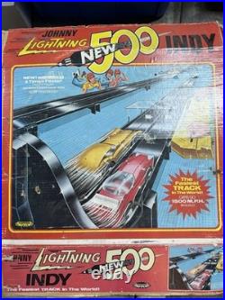 Vintage Johnny Lightning New 500 Indy Track Set #4301/6 Cars & Box 95% Complete