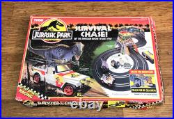 Vintage Jurassic Park Survival Chase Racing Game Slot Car Track Set Tyco 1993