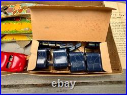Vintage MIB Windup Road Car Set. 2 Tin Cars. Track. Box. JAPAN. Nice Set