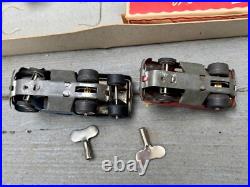 Vintage MIB Windup Road Car Set. 2 Tin Cars. Track. Box. JAPAN. Nice Set