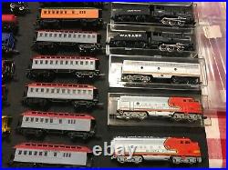 Vintage N Gauge Model Train Set Engines Cars Track Switches Buildings Controls +