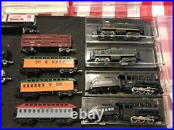 Vintage N Gauge Model Train Set Engines Cars Track Switches Buildings Controls +