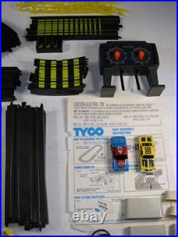 Vintage TYCO Slot Car Set, 2 Cars, Lap Counter, Lane Changers, Squeeze Track