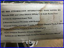 Vtg 1960s Strombecker Racing Slot Car Set Model 9935 Cars 14 pc Track Layout
