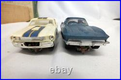 Vtg 1966 Eldon Big 100 Road Race Set 132 Corvette Mustang Slot Car Track in Box