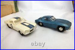 Vtg 1966 Eldon Big 100 Road Race Set 132 Corvette Mustang Slot Car Track in Box