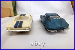 Vtg 1966 Eldon Big 100 Road Race Set 132 Corvette Mustang Slot Car Track in Box