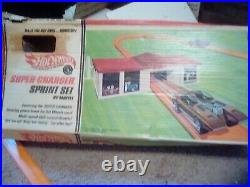 Vtg. Hot Wheels Redline 1968 Super Charger Race Set Complete Track Box & Extras